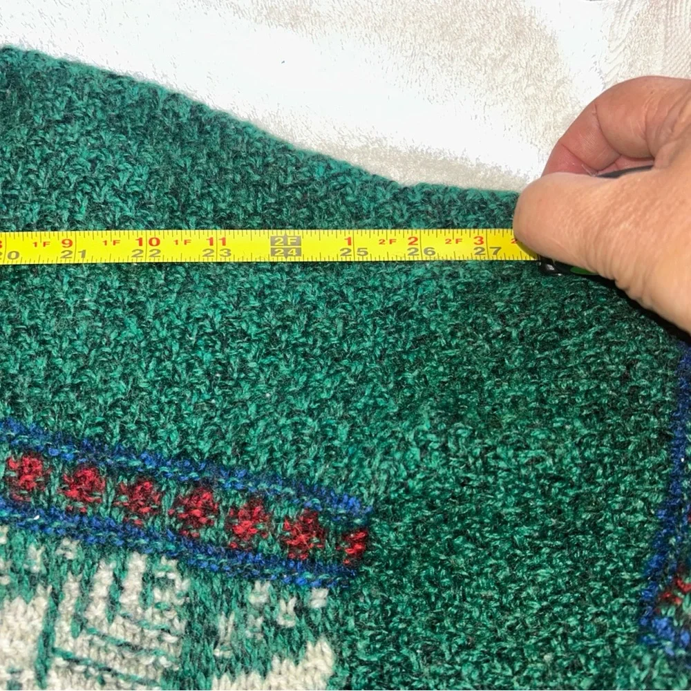 Vintage American Outfitters Wool Sweater Green Patterned Men's XL 85% Wool - Picture 4 of 9